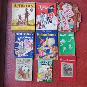 Vintage Children's Activity Book Mixed Lot of 9 1940s Uncle Wiggily Mother Goose